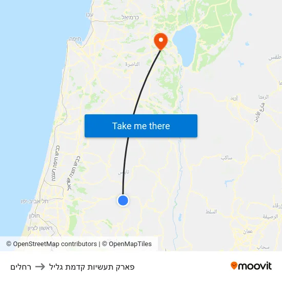 רחלים to פארק תעשיות קדמת גליל map