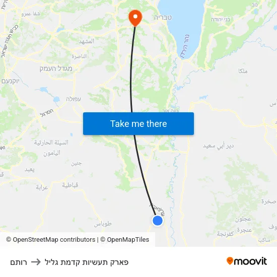 רותם to פארק תעשיות קדמת גליל map