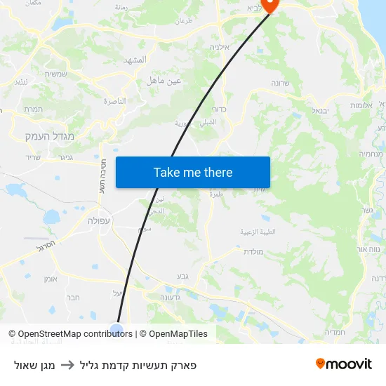 מגן שאול to פארק תעשיות קדמת גליל map