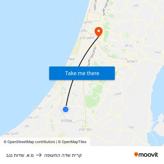 מ.א. שדות נגב to קרית שדה התעופה map