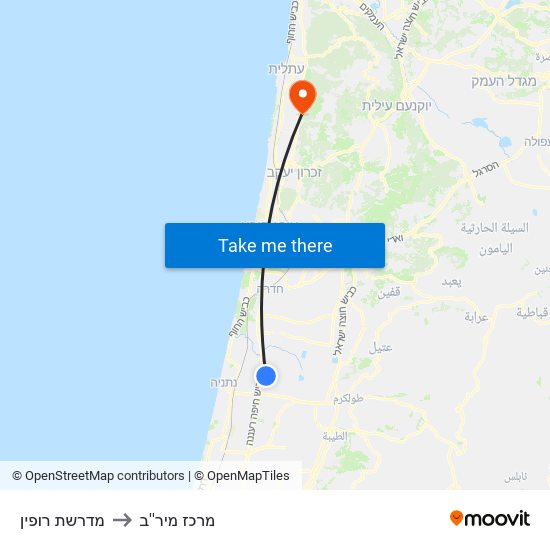 מדרשת רופין to מרכז מיר''ב map