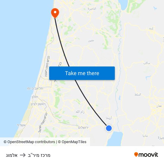 אלמוג to מרכז מיר''ב map