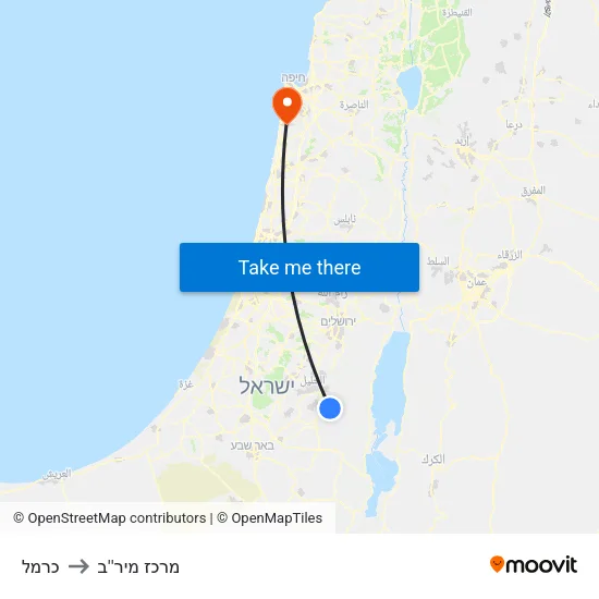 כרמל to מרכז מיר''ב map