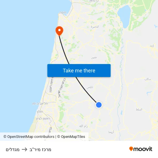 מגדלים to מרכז מיר''ב map