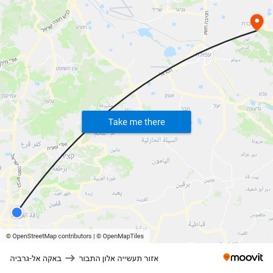 באקה אל-גרביה to אזור תעשייה אלון התבור map