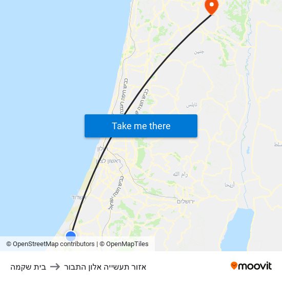 בית שקמה to אזור תעשייה אלון התבור map