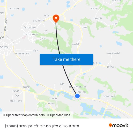 עין חרוד (מאוחד) to אזור תעשייה אלון התבור map