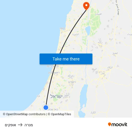 אופקים to מנרה map