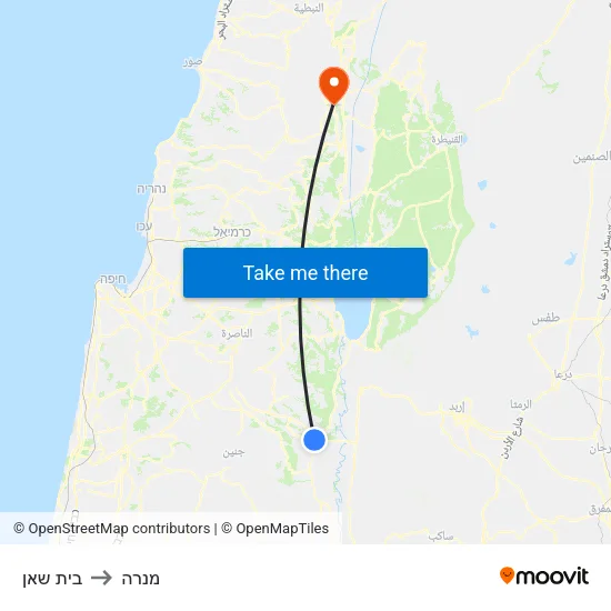 בית שאן to מנרה map