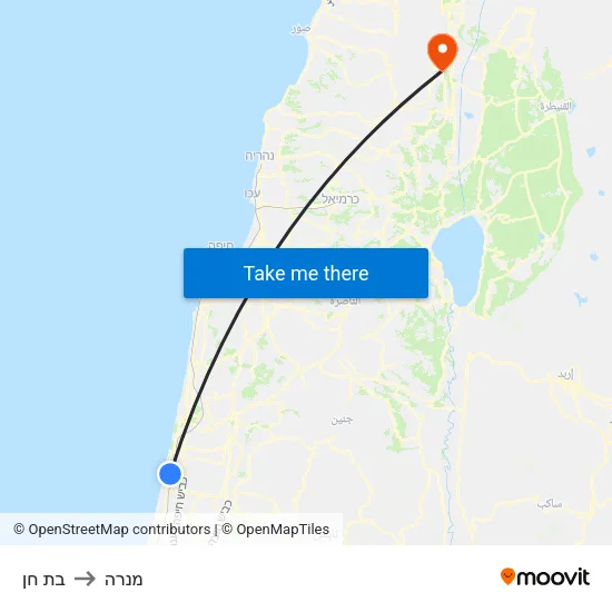 בת חן to מנרה map
