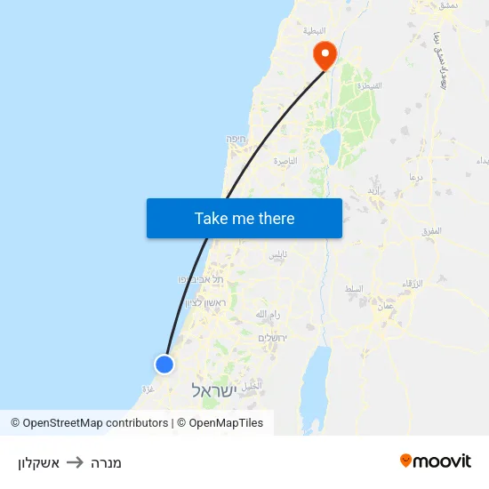 אשקלון to מנרה map