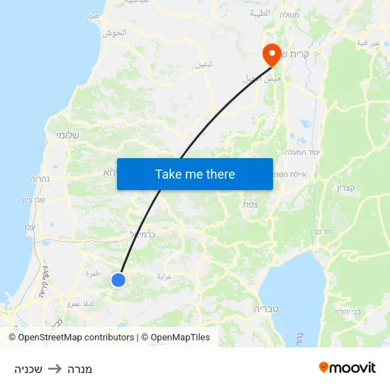 שכניה to מנרה map