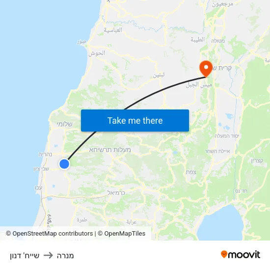 שייח' דנון to מנרה map
