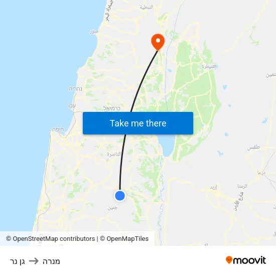 גן נר to מנרה map