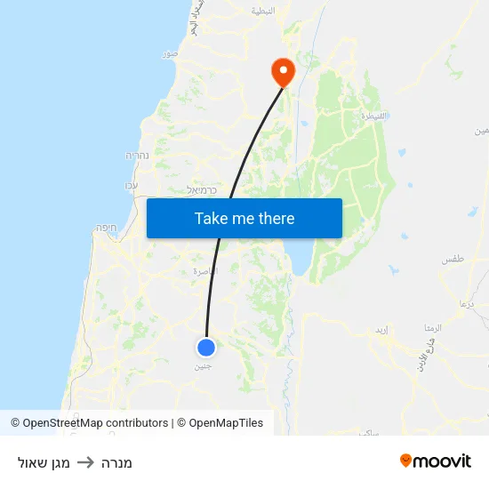 מגן שאול to מנרה map