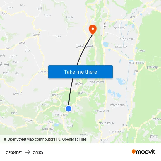 ריחאנייה to מנרה map