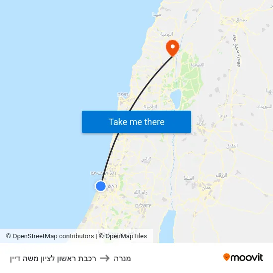 רכבת ראשון לציון משה דיין to מנרה map