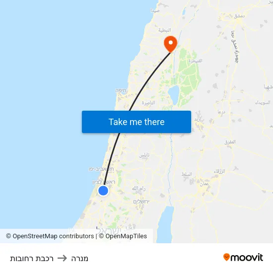 רכבת רחובות to מנרה map