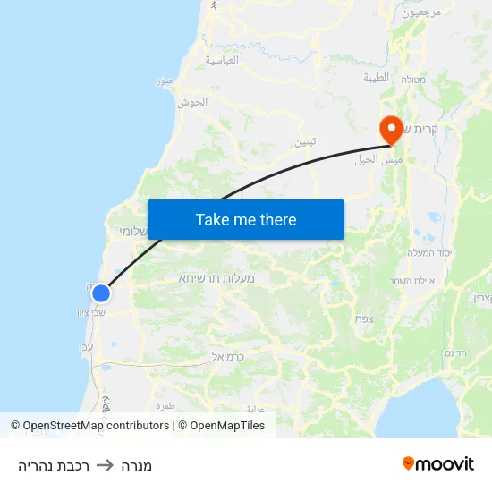 רכבת נהריה to מנרה map