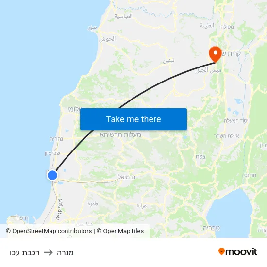 רכבת עכו to מנרה map