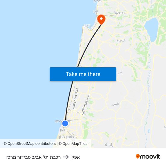 רכבת תל אביב סבידור מרכז to אפק map