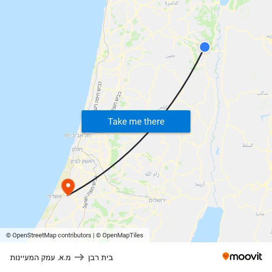 מ.א. עמק המעיינות to בית רבן map