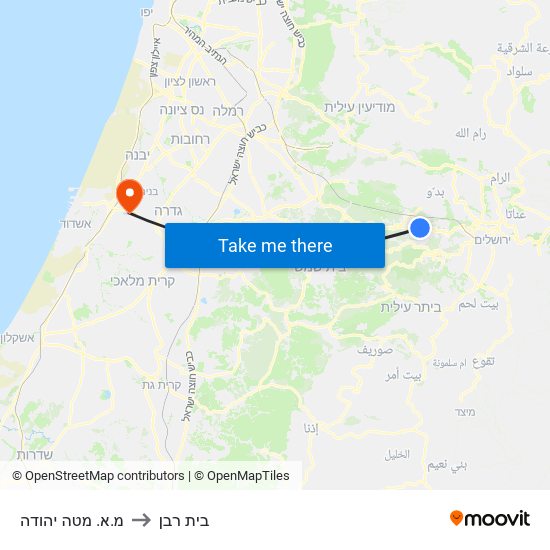 מ.א. מטה יהודה to בית רבן map