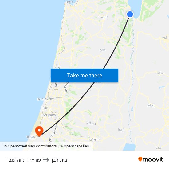 פורייה - נווה עובד to בית רבן map