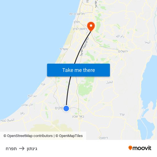 תפרח to גינתון map