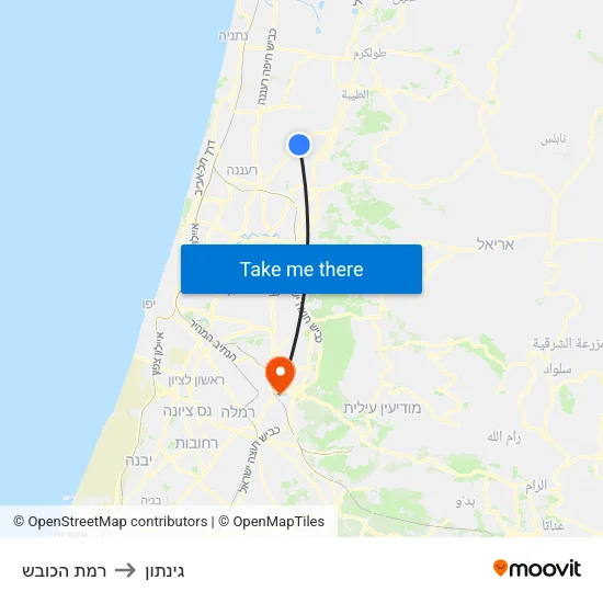 רמת הכובש to גינתון map