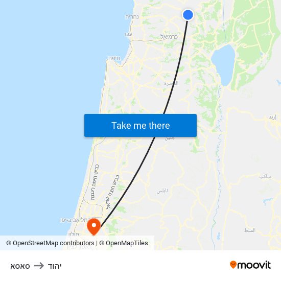 סאסא to יהוד map