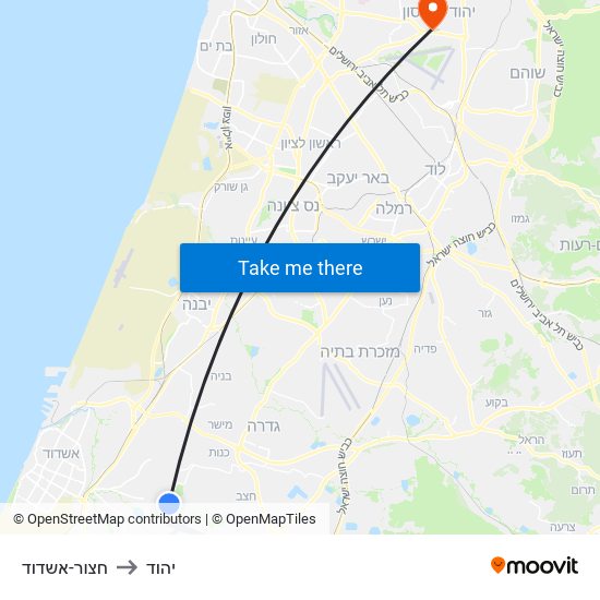 חצור-אשדוד to יהוד map