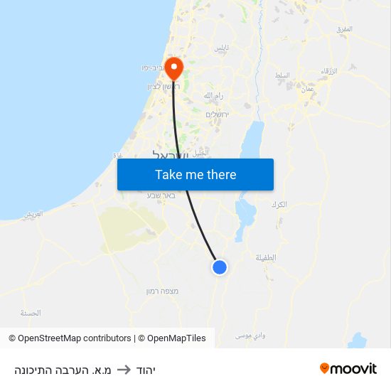 מ.א. הערבה התיכונה to יהוד map