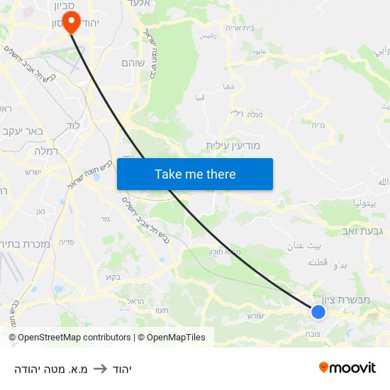 מ.א. מטה יהודה to יהוד map