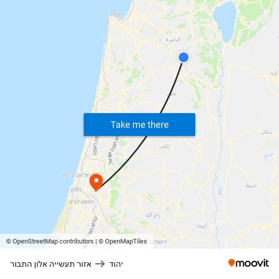 אזור תעשייה אלון התבור to יהוד map