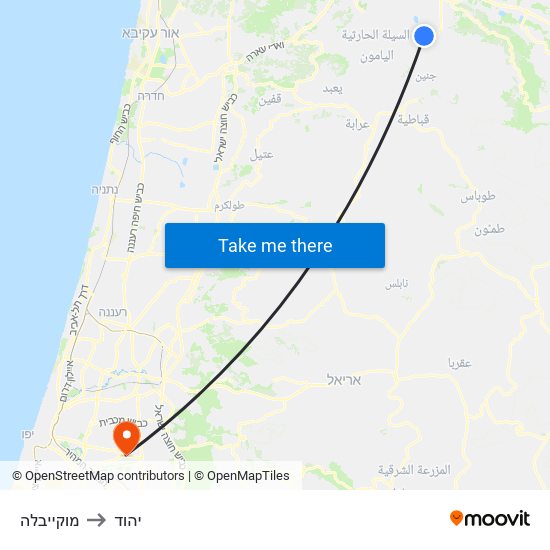 מוקייבלה to יהוד map