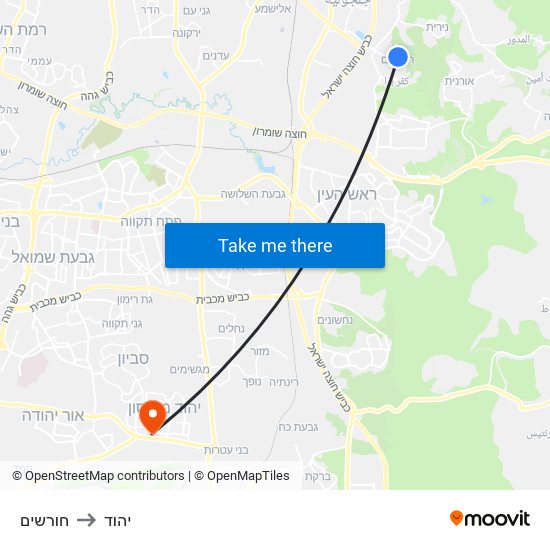 חורשים to יהוד map