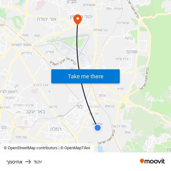 אחיסמך to יהוד map