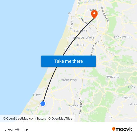 גיאה to יהוד map