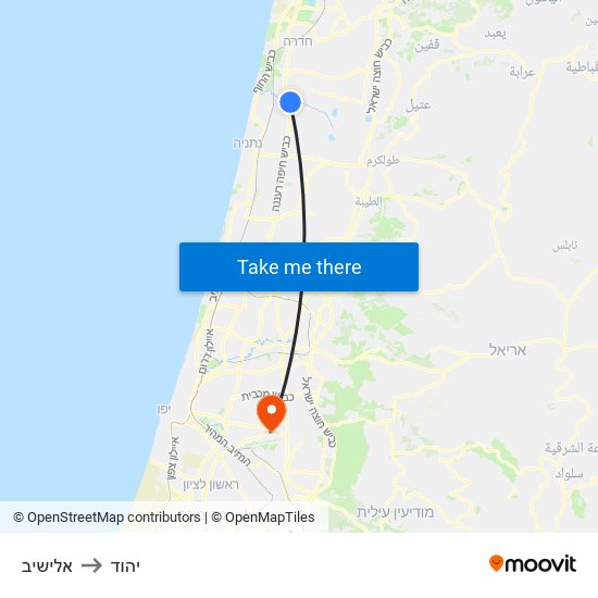 אלישיב to יהוד map