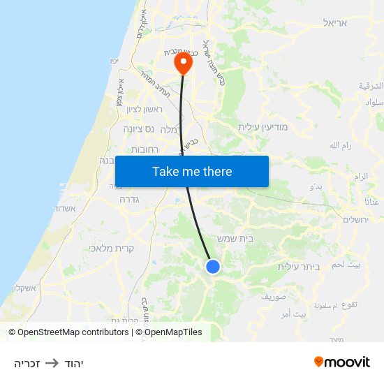 זכריה to יהוד map