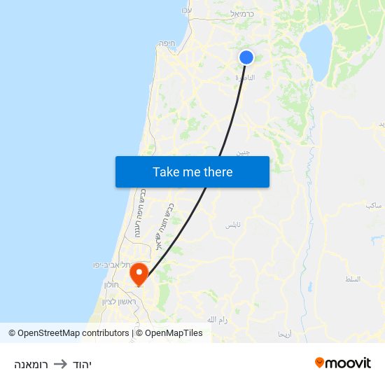 רומאנה to יהוד map