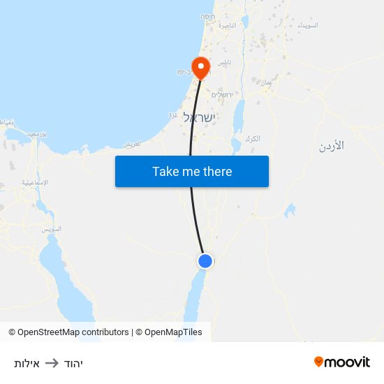 אילות to יהוד map