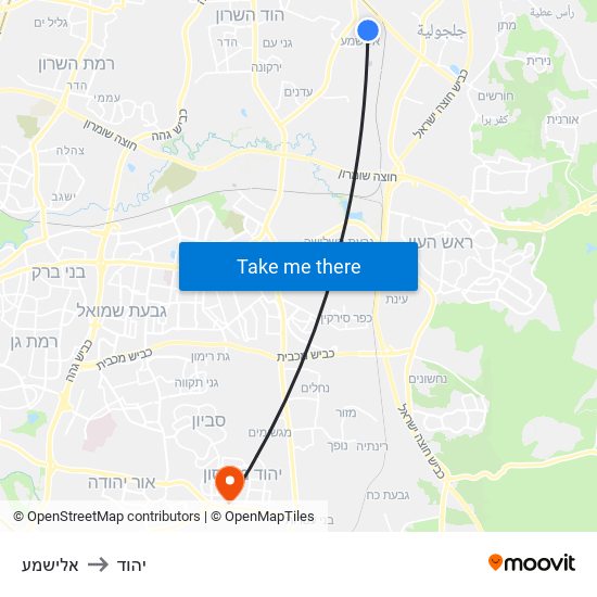 אלישמע to יהוד map