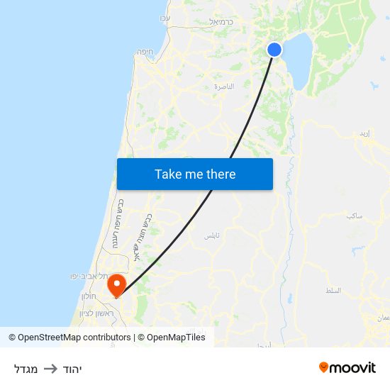 מגדל to יהוד map