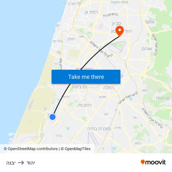 יבנה to יהוד map