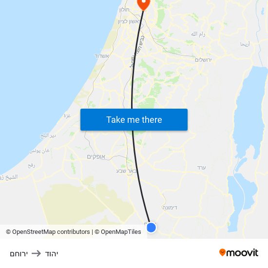 ירוחם to יהוד map