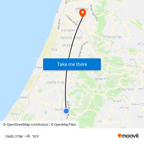 שדה משה to יהוד map