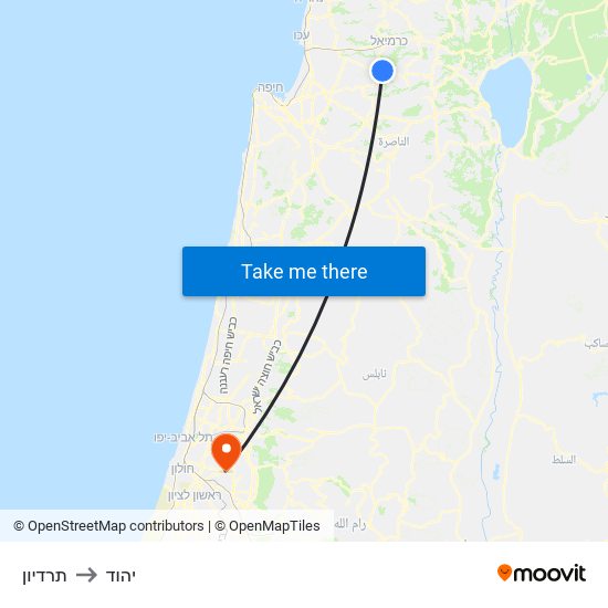 תרדיון to יהוד map