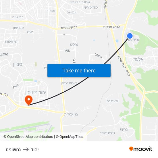 נחשונים to יהוד map